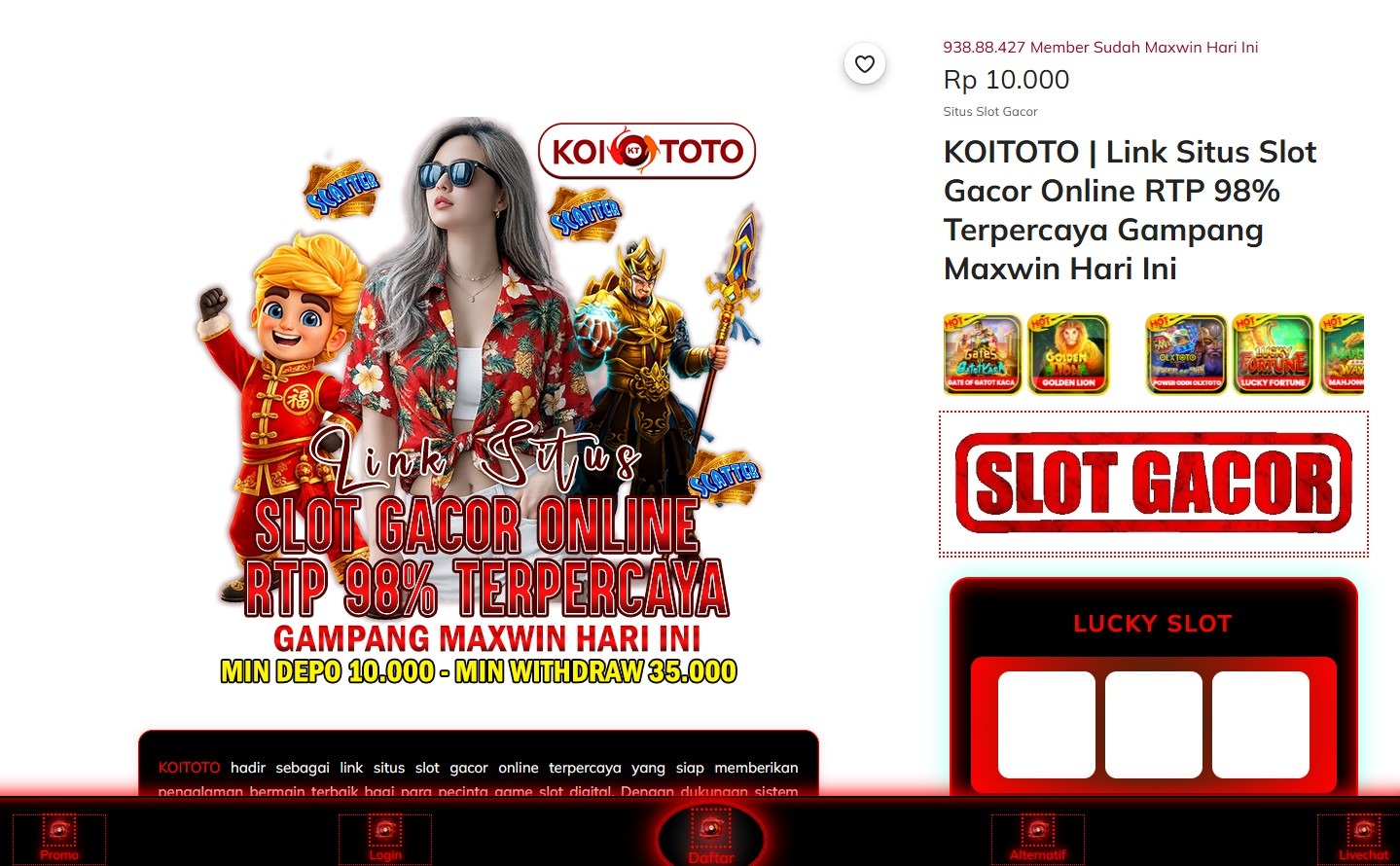 KOITOTO Terpercaya 2026 – Link Slot Gacor Online dengan RTP 98% Gampang Menang