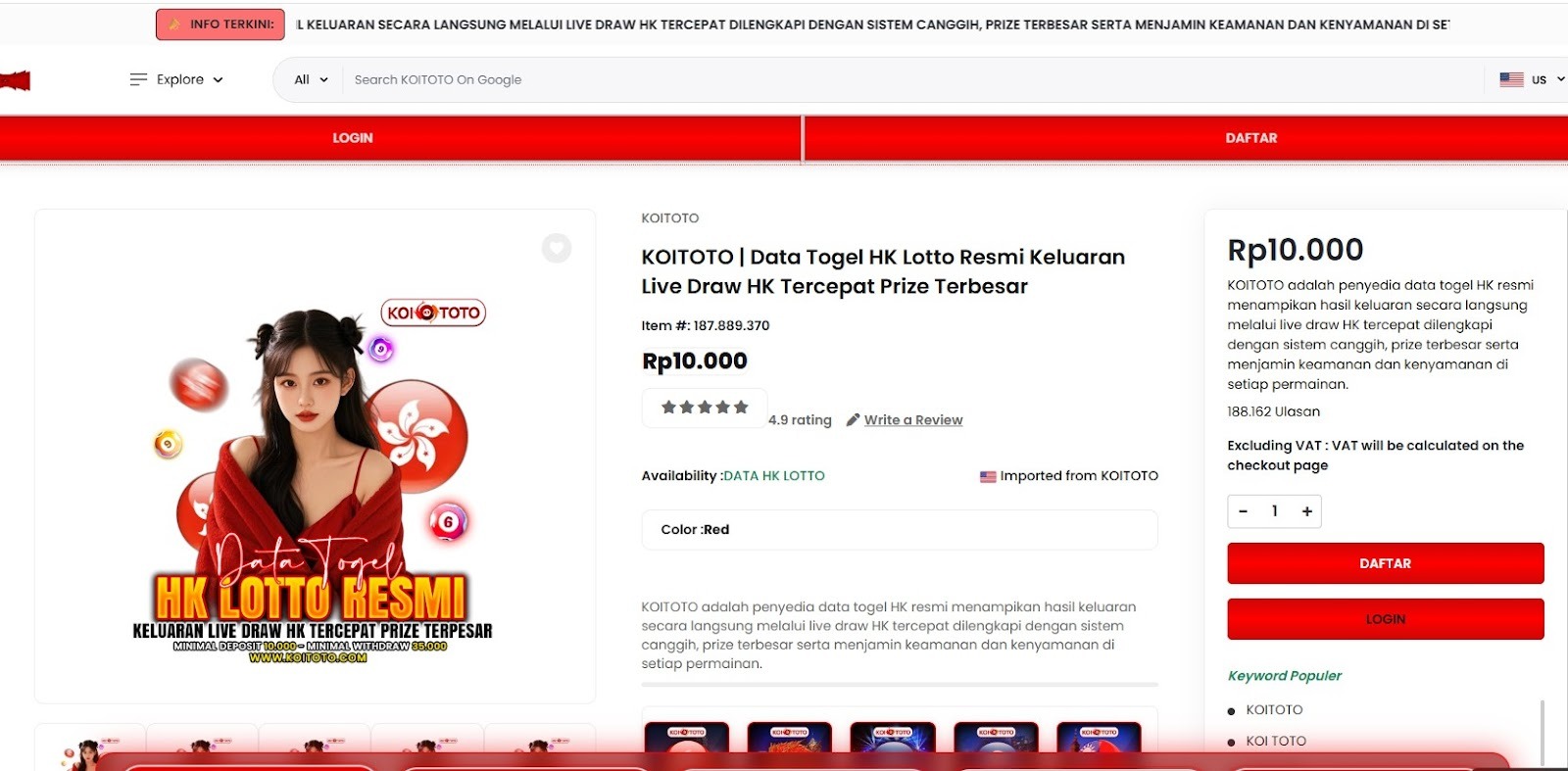 KOITOTO Terpercaya – Data Keluaran HK Lotto Resmi, Live Draw Cepat & Hadiah Maksimal