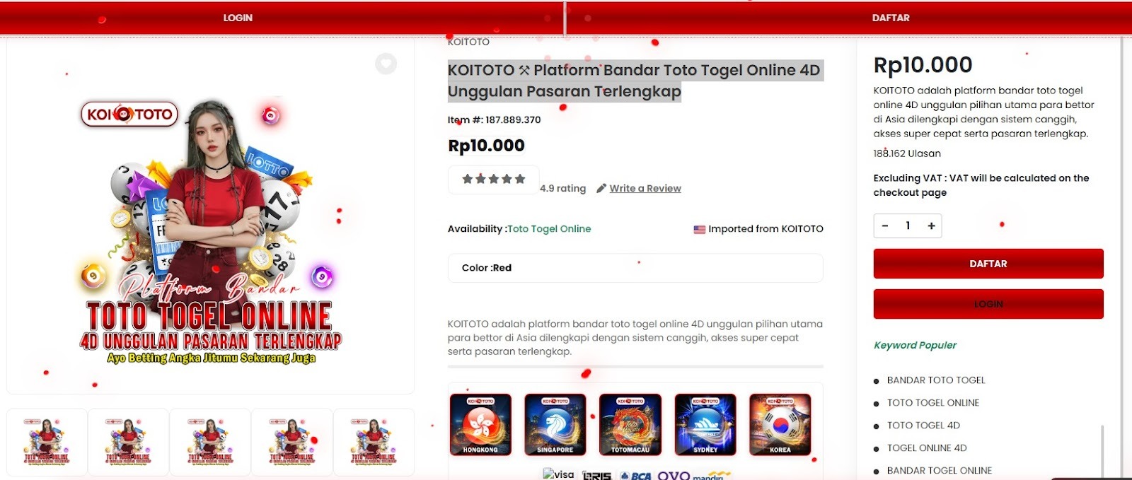 KOITOTO: Platform Toto Togel Online 4D Terpercaya dengan Pasaran Lengkap dan Jackpot Besar
