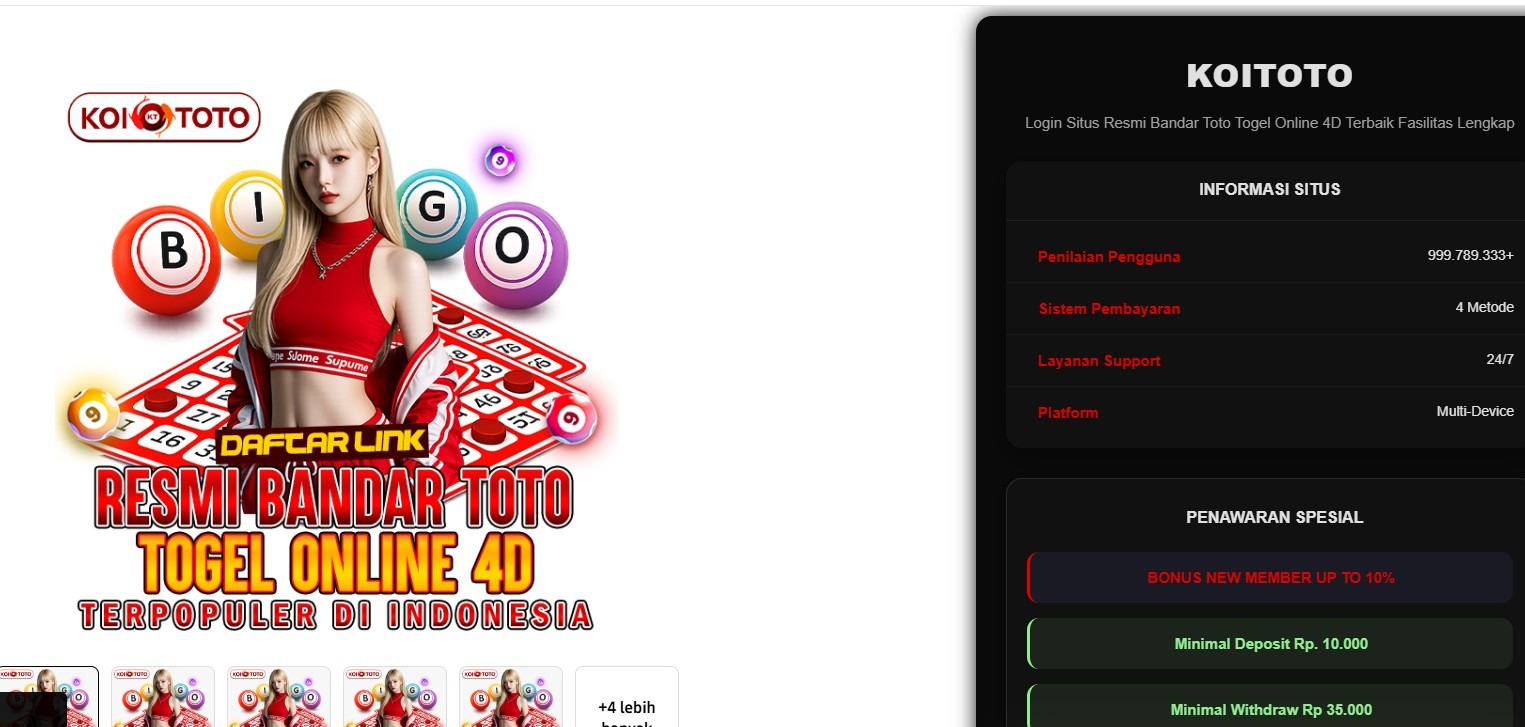 KOITOTO | Login Situs Resmi Bandar Toto Togel Online 4D Terbaik Fasilitas Lengkap