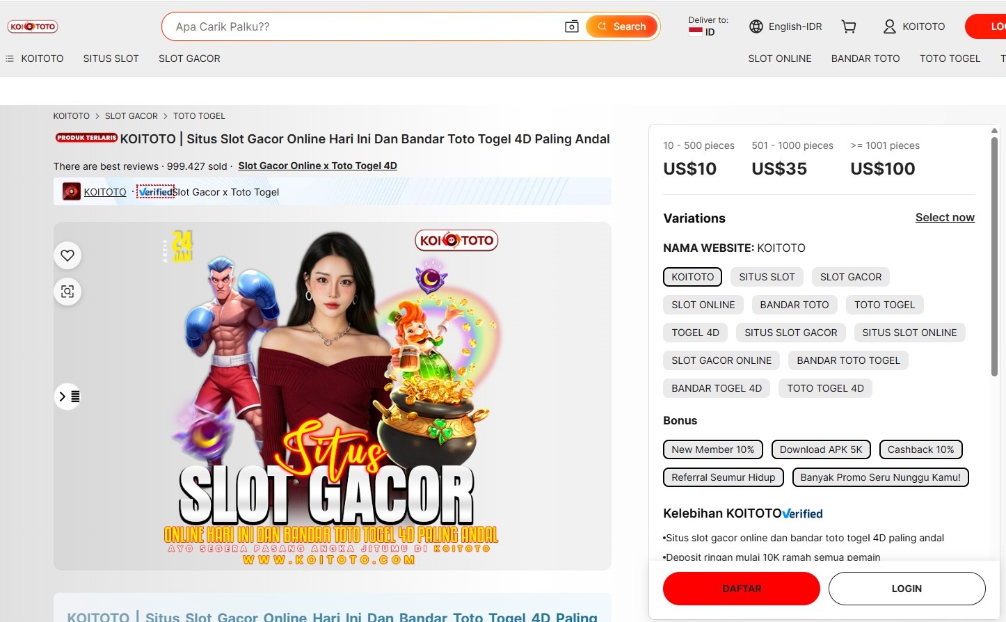 KOITOTO Hari Ini: Situs Slot Gacor Online dengan Hadiah Togel 4D Paling Andal