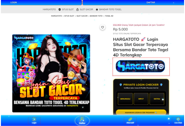 Login HARGATOTO: Platform Slot Gacor Terpercaya dan Bandar Toto Togel 4D Terbaik di Indonesia