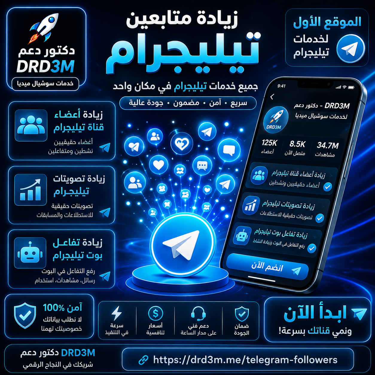 زيادة متابعين تيليجرام حقيقيين بأمان عبر رابط القناة أو اسم المستخدم